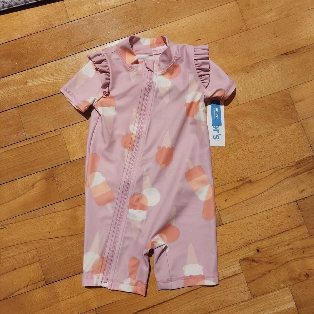 Carter's Baby 1 Piece Pink Ice Cream Swimsuit, 9mo NWT